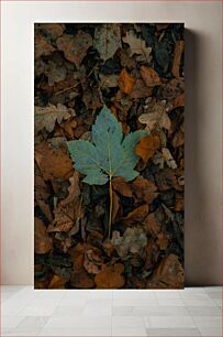Πίνακας, Fallen Leaves and a Green Leaf Πεσμένα φύλλα και ένα πράσινο φύλλο