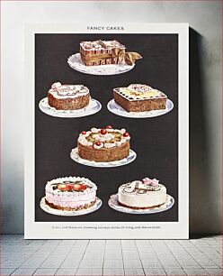 Πίνακας, Fancy Cakes: Cakes and Gâteaux showing various styles of Icing and Decoration from Mrs. Beeton's Book of Household Mana
