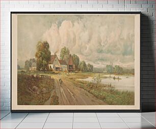 Πίνακας, [Farmstead scene with woman and child on the road and men fishing in boats nearby] / P.R. Koehler, N.Y