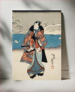 Πίνακας, Fashionable Man Viewing the Snow by Utagawa Kunisada