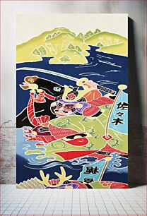 Πίνακας, Festival banner of Sasaki Takatsuna and Kajiwara Kagesue racing across the Uji River (19th-20th century)