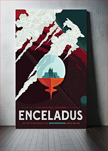 Πίνακας, Fictional space tourism advertising poster for the Enceladus moon