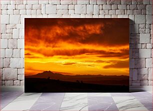 Πίνακας, Fiery Sunset Over Mountains Πύρινο ηλιοβασίλεμα πάνω από βουνά