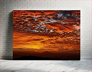 Πίνακας, Fiery Sunset Over Mountains Πύρινο ηλιοβασίλεμα πάνω από τα βουνά