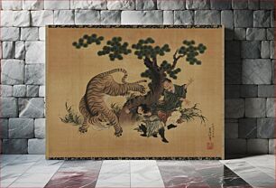 Πίνακας, Filial piety: Yang Hsiang saving his father from a tiger by Katsushika Hokusai