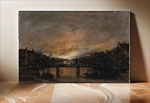 Πίνακας, Fire at night in Amsterdam by Aert van der Neer