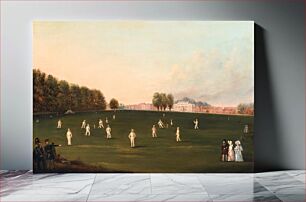 Πίνακας, First Grand Match of Cricket Played by Members of the Royal Amateur Society on Hampton Court Green (August 3rd, 1836) oil painting by Attributed to H. J. Aveling
