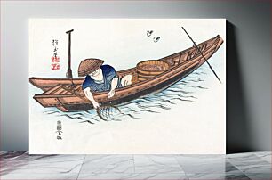 Πίνακας, Fisherman (1832) vintage ukiyo-e style. by Yamada Hogyoku