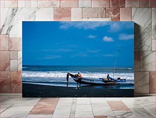 Πίνακας, Fishermen on the Beach Ψαράδες στην παραλία