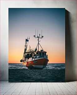Πίνακας, Fishing Boat at Sunset Ψαρόβαρκα στο ηλιοβασίλεμα