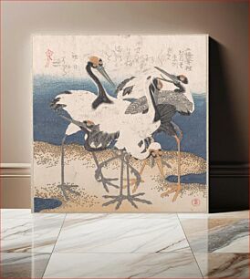 Πίνακας, Five Cranes by the Water’s Edge, from the series Three Sheets (Mihira no uchi)