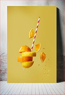 Πίνακας, Floating Citrus with Straw Πλωτά εσπεριδοειδή με άχυρο