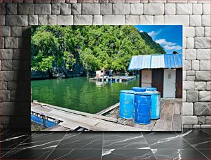 Πίνακας, Floating House Near Forest Πλωτό σπίτι κοντά στο δάσος