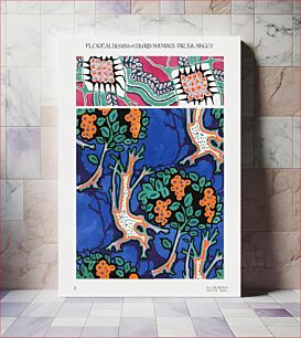 Πίνακας, Floral colorful background, vintage art deco & art nouveau background, plate no. 2. Floréal: dessins and coloris nouveaux, Emile-Alain Séguy (1925)
