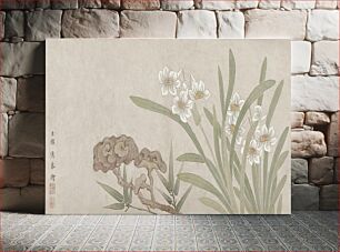 Πίνακας, Flower (18th century) vintage Japanese painting by Mianyi