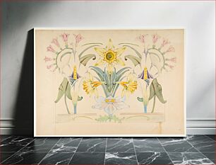 Πίνακας, Flower Design: Daffodils and Calla Lilies by Anonymous, French, 19th century