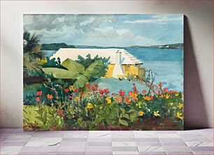 Πίνακας, Flower Garden and Bungalow, Bermuda (1899) vintage painting by Winslow Homer