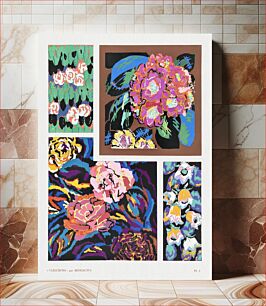 Πίνακας, Flower vintage art deco pattern, variations 3 from our own Variations Quatre-Vingt-Six Motifs Décoratifs En Vingt Planches (1928) by Édouard Bénédictus