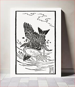 Πίνακας, Flying crow &amp; squid, Japanese animal illustration