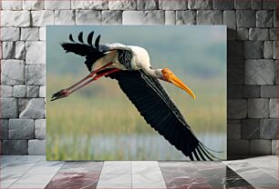 Πίνακας, Flying Stork in Natural Habitat Ιπτάμενος πελαργός σε φυσικό βιότοπο