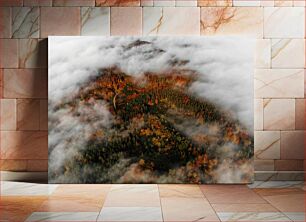 Πίνακας, Foggy Autumn Forest Aerial View Ομιχλώδες Φθινοπωρινό Δάσος Αεροφωτογραφία