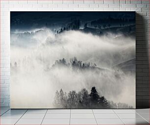Πίνακας, Foggy Forest Landscape Ομιχλώδες δασικό τοπίο