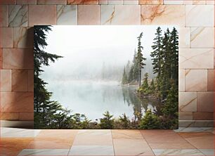 Πίνακας, Foggy Lake with Pines Ομιχλώδης λίμνη με πεύκα