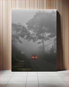 Πίνακας, Foggy Road with Trees and Car Ομιχλώδης δρόμος με δέντρα και αυτοκίνητο