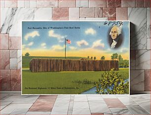Πίνακας, Fort Necessity, site of Washington's first real battle, on National Highway, 11 miles east of Uniontown, Pa