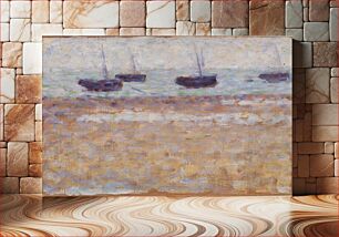 Πίνακας, Four Boats at Grandcamp (Quatre bateaux Ã Grandcamp) by Georges Seurat