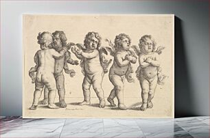 Πίνακας, Four cherubs and a small boy standing by Wenceslaus Hollar