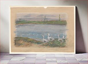 Πίνακας, Four Geese by the River by Alfred Sisley