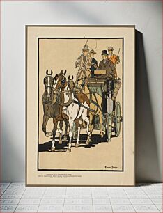 Πίνακας, Four men riding on top of a carriage being drawn by four horses by Edward Penfield