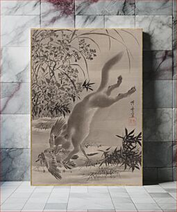 Πίνακας, Fox Catching Bird by Kawanabe Kyosai