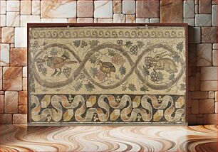 Πίνακας, Fragment of Floor Mosaic from the upper level of the House of the Bird Rinceau, room 1, Antioch (Daphne), Syria (c.526–540) architectural element by anonymous