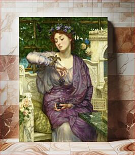 Πίνακας, Français : Lesbia et son moineau, huile sur toile d'Edward Poynter (1907)