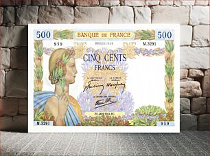 Πίνακας, French's 500 Francs banknote (1941)