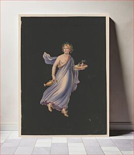 Πίνακας, [Frescoe at Pompeii showing a female figure carrying a gold pitcher and platter of fruit]