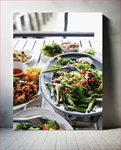 Πίνακας, Fresh and Tasty Salad with Side Dishes Φρέσκια και νόστιμη σαλάτα με συνοδευτικά