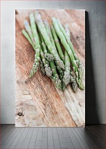 Πίνακας, Fresh Asparagus on Wooden Surface Φρέσκα σπαράγγια σε ξύλινη επιφάνεια