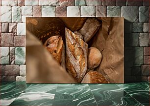 Πίνακας, Fresh Bread in Paper Bag Φρέσκο ​​ψωμί σε χάρτινη σακούλα