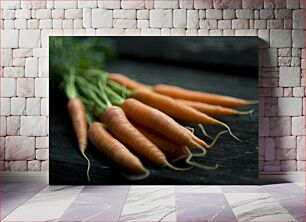 Πίνακας, Fresh Carrots on Dark Background Φρέσκα καρότα σε σκούρο φόντο