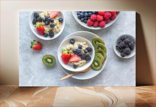 Πίνακας, Fresh Fruit and Oatmeal Bowls Μπολ με φρέσκα φρούτα και βρώμη