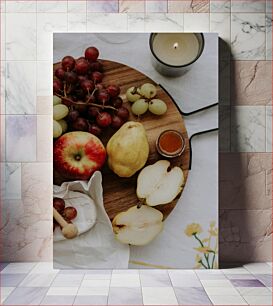 Πίνακας, Fresh Fruits and Cheese with Honey Φρέσκα φρούτα και τυρί με μέλι