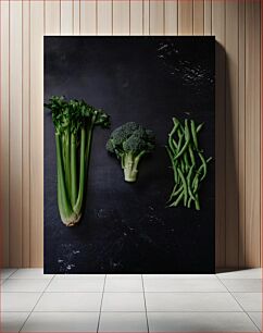 Πίνακας, Fresh Green Vegetables on Dark Background Φρέσκα πράσινα λαχανικά σε σκούρο φόντο