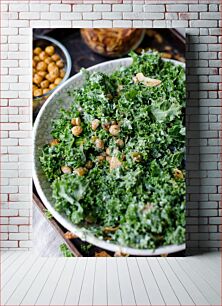 Πίνακας, Fresh Kale Salad with Chickpeas Φρέσκια σαλάτα Kale με ρεβίθια