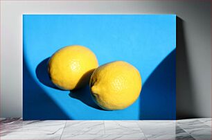 Πίνακας, Fresh Lemons on Blue Background Φρέσκα λεμόνια σε μπλε φόντο
