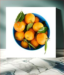 Πίνακας, Fresh Oranges in a Blue Bowl Φρέσκα πορτοκάλια σε μπλε μπολ