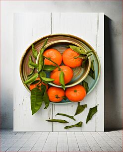 Πίνακας, Fresh Oranges in Plates Φρέσκα πορτοκάλια σε πιάτα