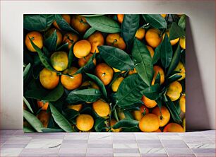 Πίνακας, Fresh Oranges with Leaves Φρέσκα πορτοκάλια με φύλλα